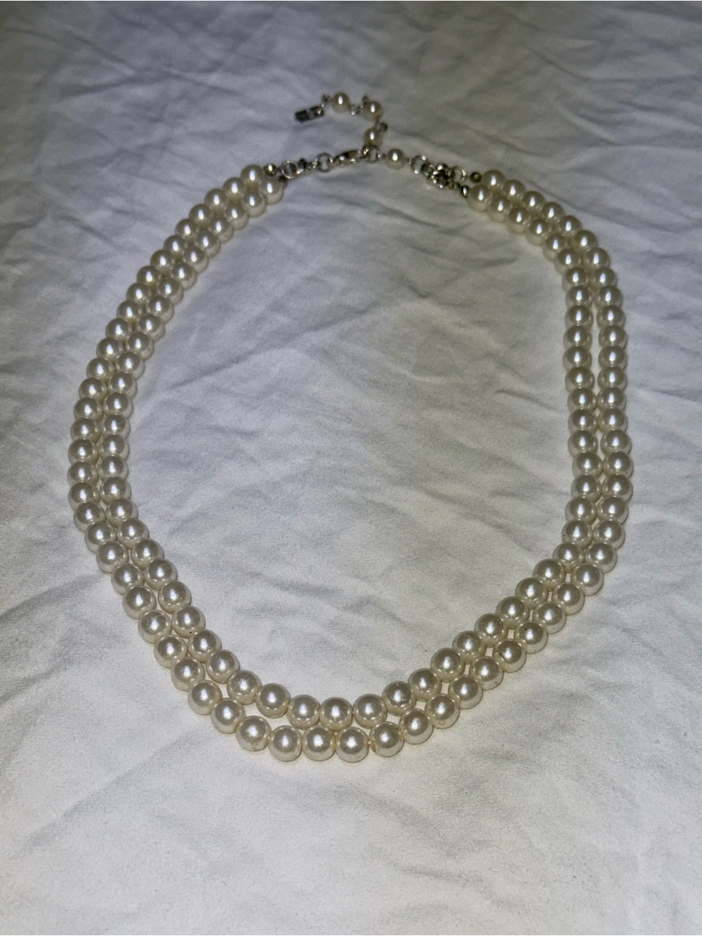 Christina Collection Vintage Double Strand Faux Pearl Necklace